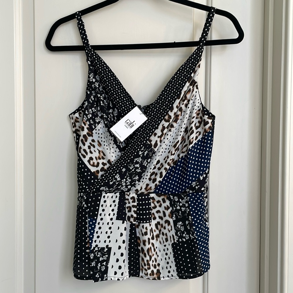CAbi NWT Samantha Crossover Camisole Animal Print Sz 4 #3787